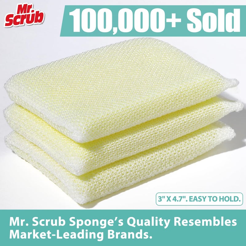 MR. SCRUB Sponges Kitchen Scrub Dish Sponge Scouring Pad, 6 Pads Cleaning Brush Dishwasher Soap Supplies, Dishwashing Dinnerware Towels Sink Pan Pot Cloth Rags Holder Bathroom Bathtub - Image 2